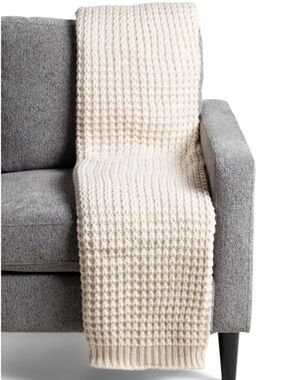 Brooks Brothers Cream Waffle Knit Throw